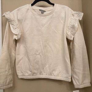 Lucky Brand Girls Eyelet Ruffle Sweatshirt L (12/14)